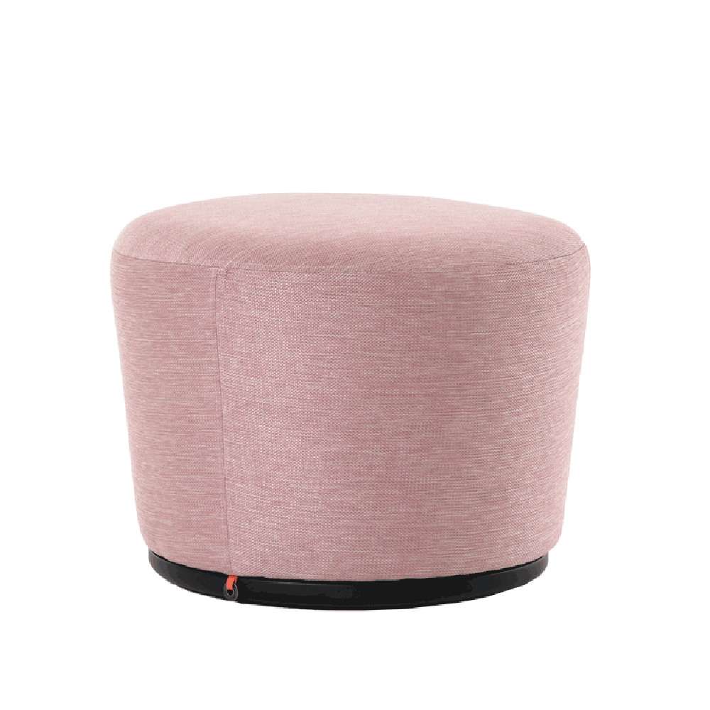 Mobitec :: Bolero pink upholstered pouffe with wooden base, diameter 59 cm