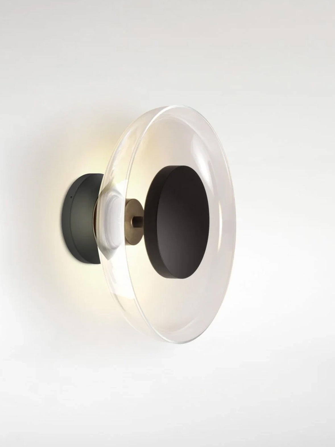 Marset :: Lampa ścienna / kinkiet Aura Plus W/Canopy czarno-transparentny śr. 25,3 cm