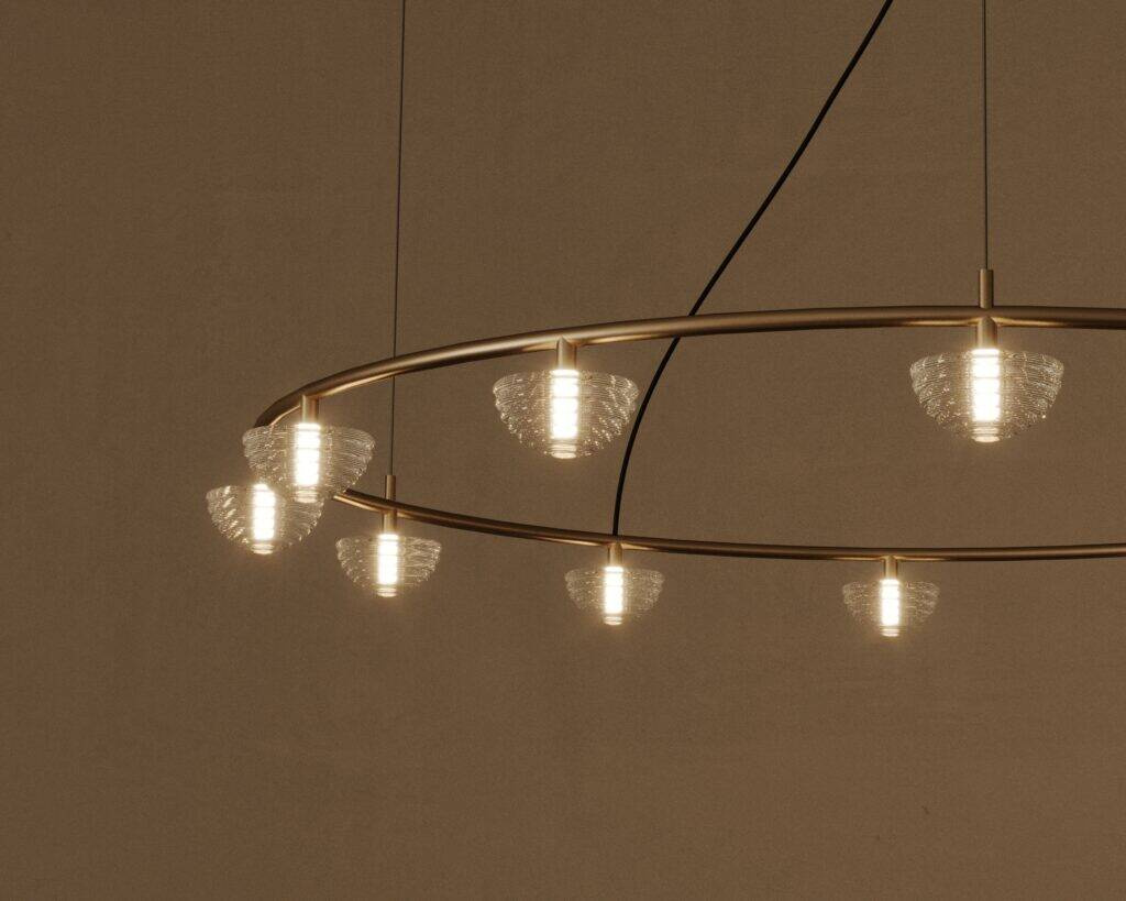 Aromas :: Hado 8 Pendant Lamp/Chandelier, Diameter 70 cm, Gold