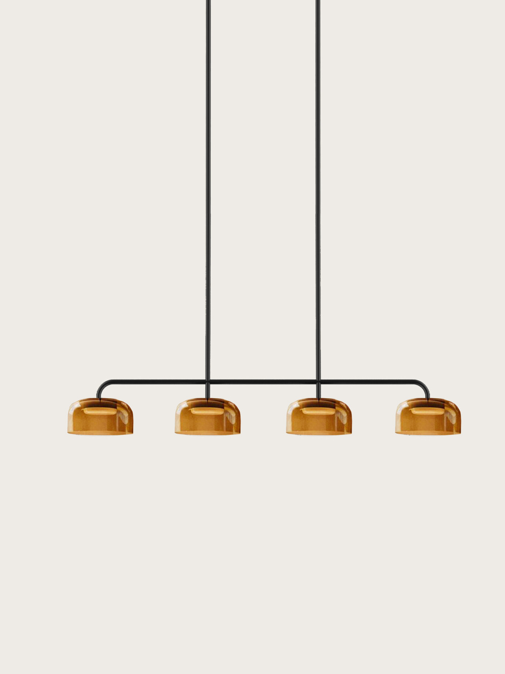 Aromas :: Lampa wisząca Ipon 4 klosze szer. 130 cm bursztynowe klosze/ czarny metal