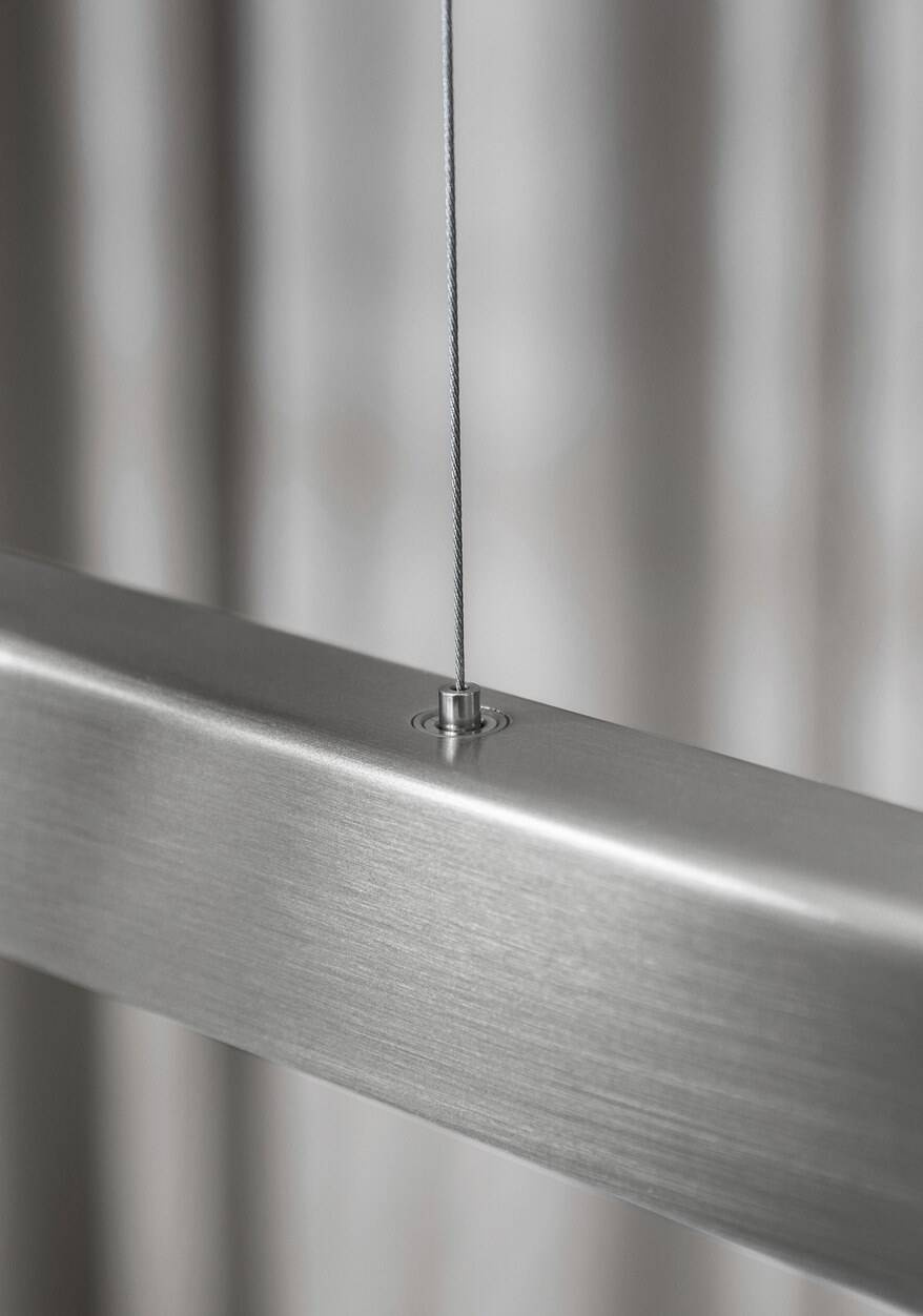 Anour :: I-Model Cordless hanging lamp, width 100 cm, brushed stainless steel