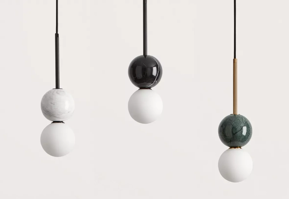 Aromas :: Dalt metal pendant lamp, diameter 10 cm, green marble / gold