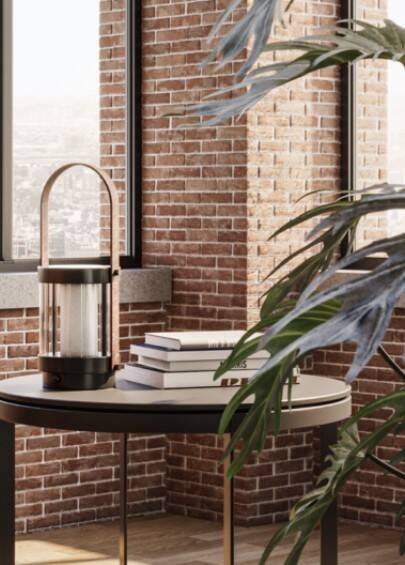 Aromas :: Tragbare Tischlampe Bally, schwarz und braun, Höhe 37 cm