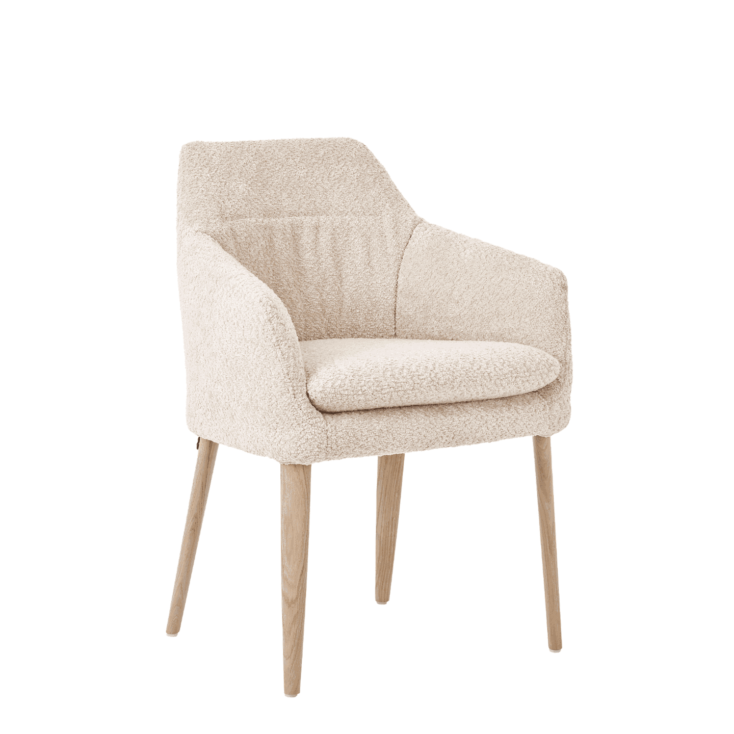 Mobitec :: Saga C02 beige upholstered chair with armrests, 62 cm wide, wooden legs