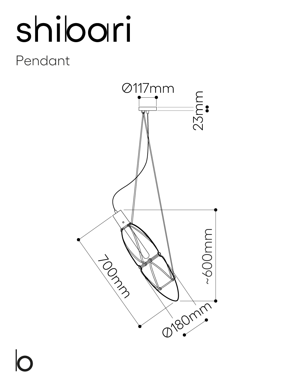 Bomma :: Shibari Hängelampe, Durchmesser 18 cm, einzeln