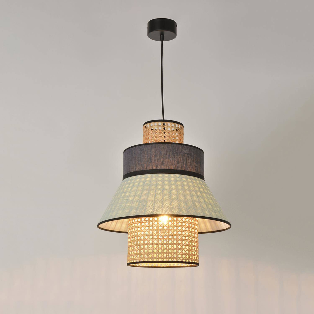 Market Set :: Lampa wisząca Singapour szaro-błękitna rozm. ML wys. 44 cm