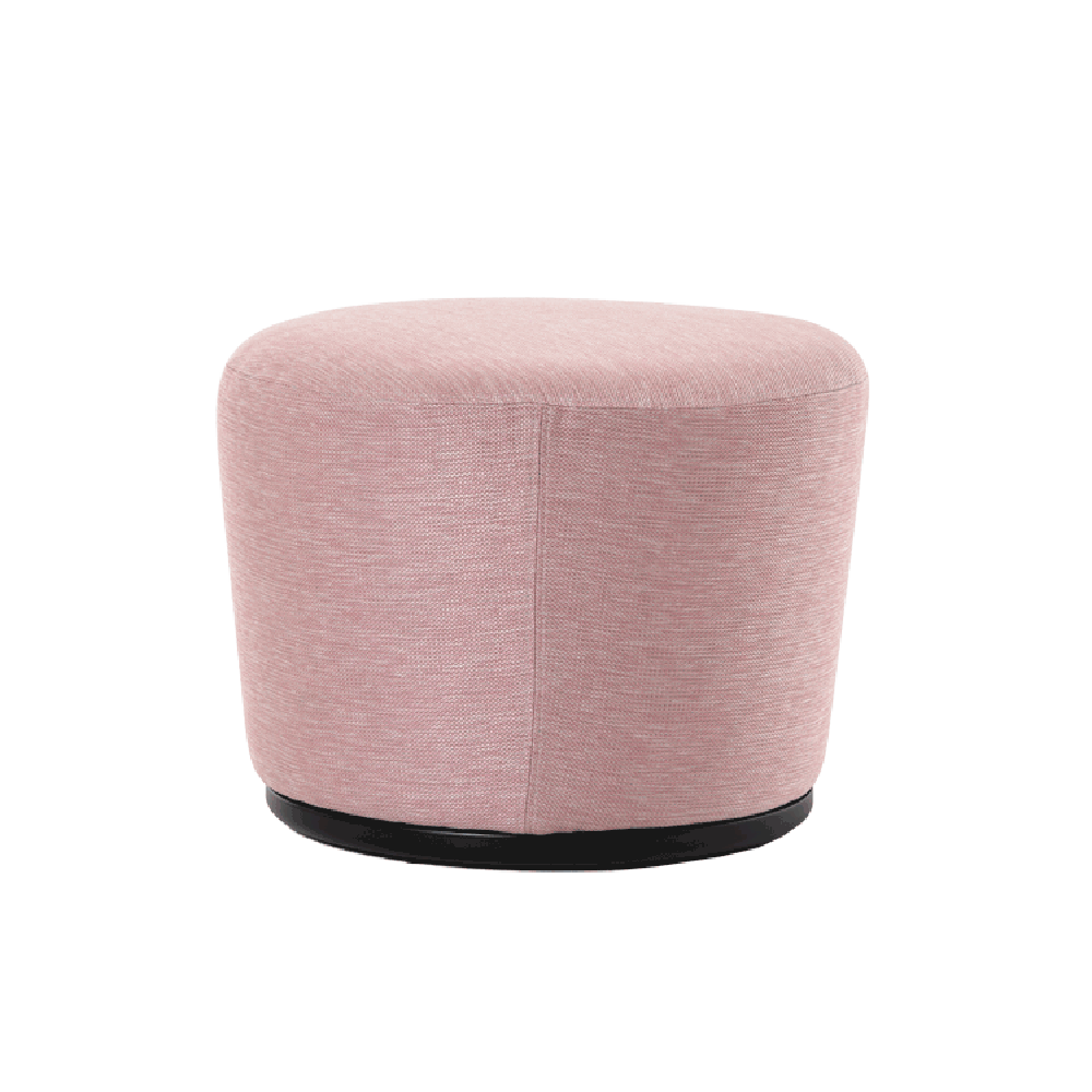 Mobitec :: Bolero pink upholstered pouffe with wooden base, diameter 59 cm