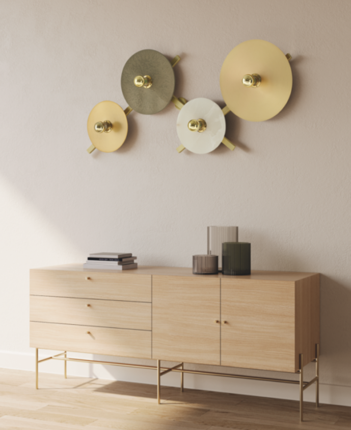 Aromas :: Lampa ścienna / kinkiet Abby złoto-biały szer. 70 cm