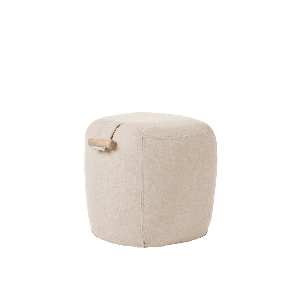 Mobitec :: Thalia upholstered pouf, gray, height 50 cm, with wooden handle