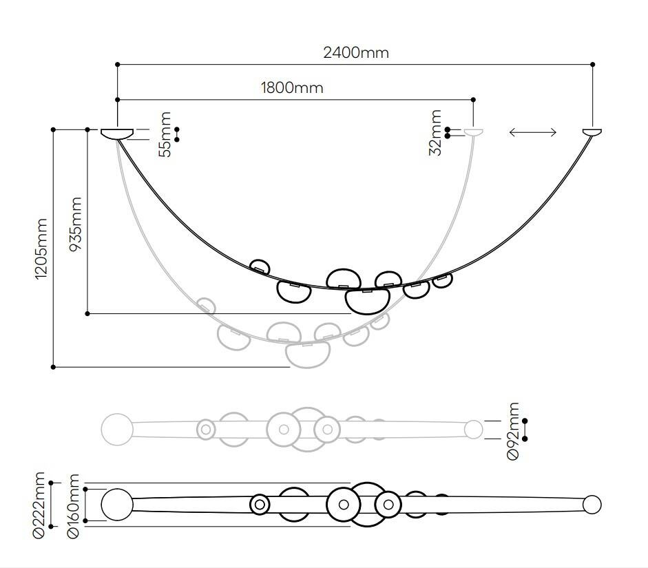 Bomma :: Lampa wisząca Dew Drops Eco szer. 252 cm wegańska skóra
