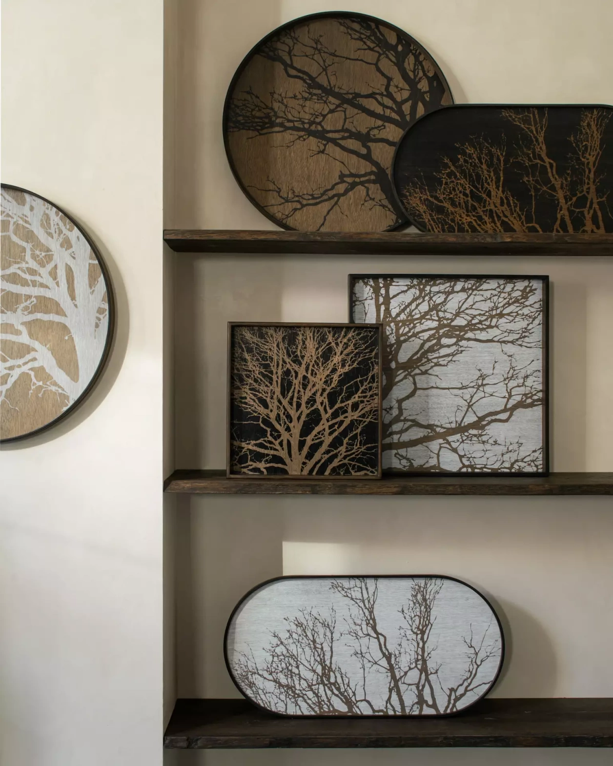 Ethnicraft :: Tablett aus Holz Raspberry Composition Größe L braun