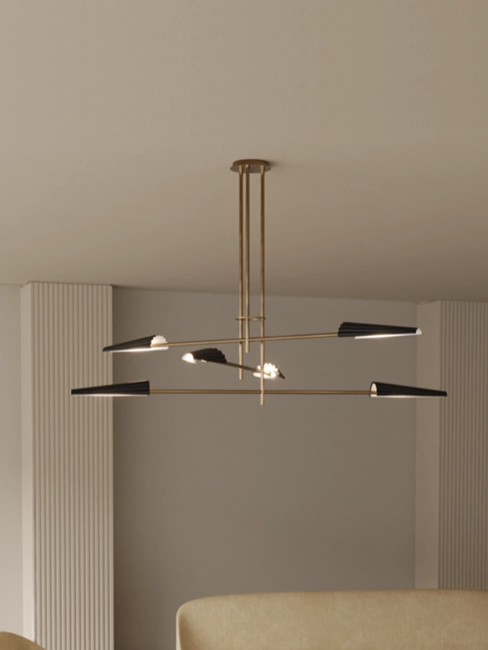 Aromas :: Bion Hängeleuchte 6, Breite 89 cm, Gold und Schwarz