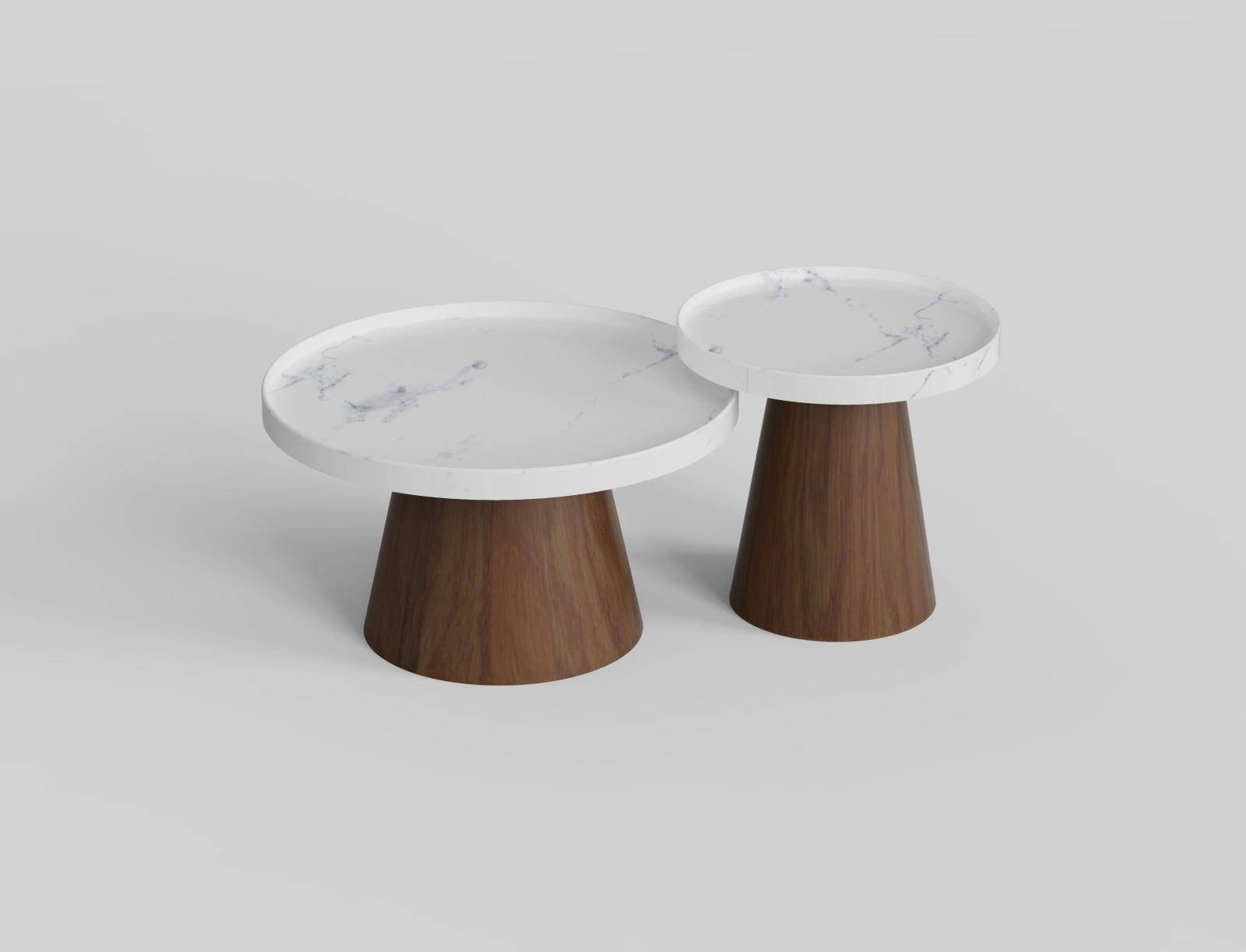 Set of two Nanna Set tables in walnut and white
