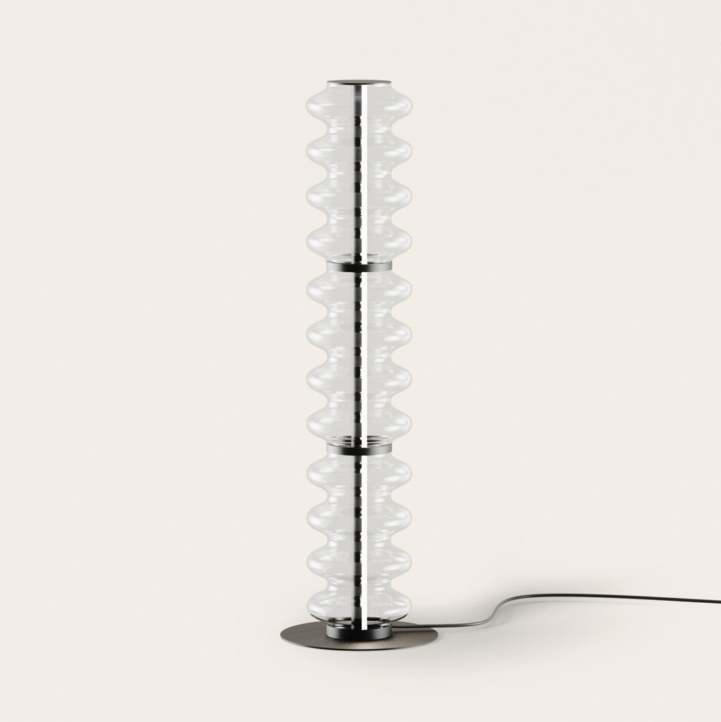 Aromas :: Lampa podłogowa Vitree wys. 105 cm transparentne szkło / czarny metal