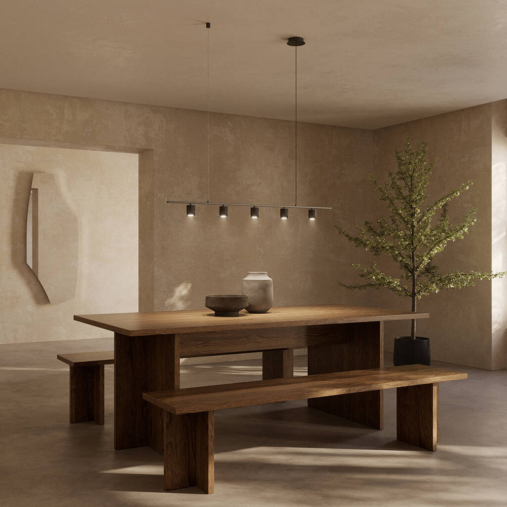 Aromas :: Tea 5 Pendelleuchte/Kronleuchter, Breite 118 cm, schwarz/Marmor