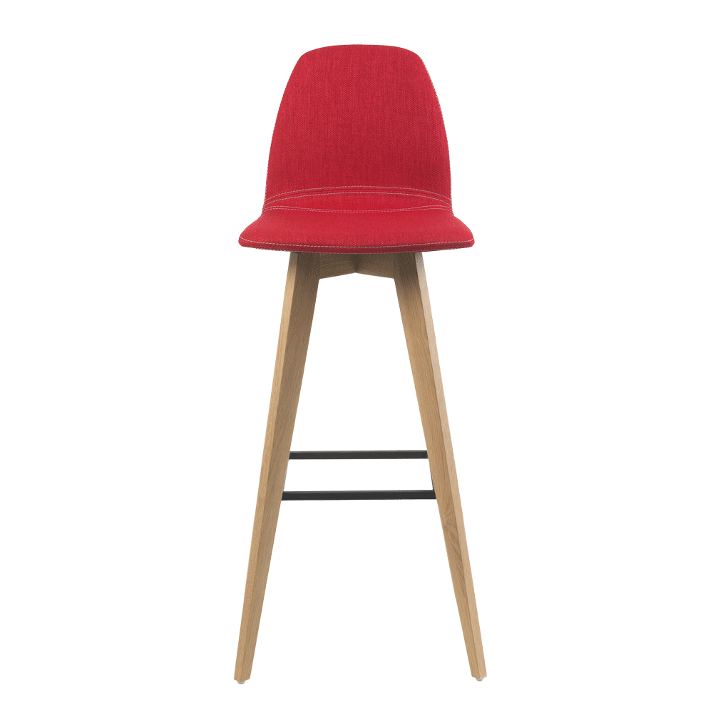 Mobitec :: Mood 11 upholstered bar stool/stool, height 113 cm, red, wooden legs