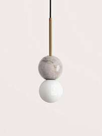 Aromas :: Dalt hanging lamp white marble / gold metal diameter 10 cm