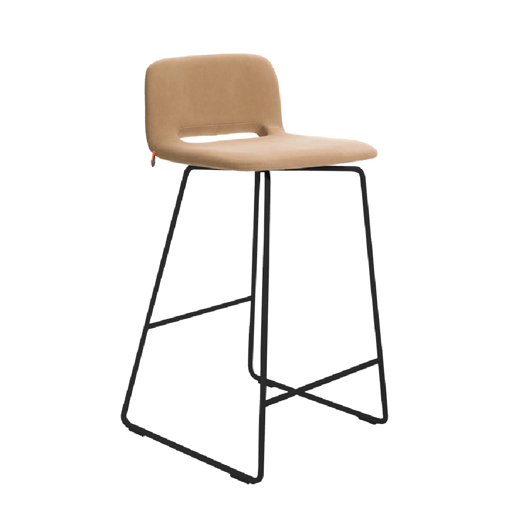 Mobitec :: Krzesło barowe / hoker tapicerowany Pamp C16 wys. 83 cm beżowy nogi metalowe