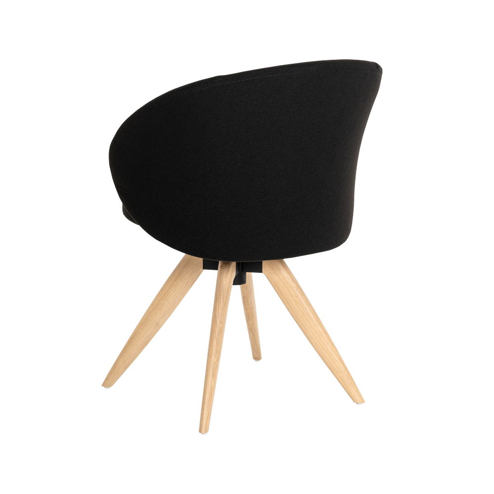 Mobitec :: Neo C06 black swivel chair with armrests on wooden legs, width 59 cm