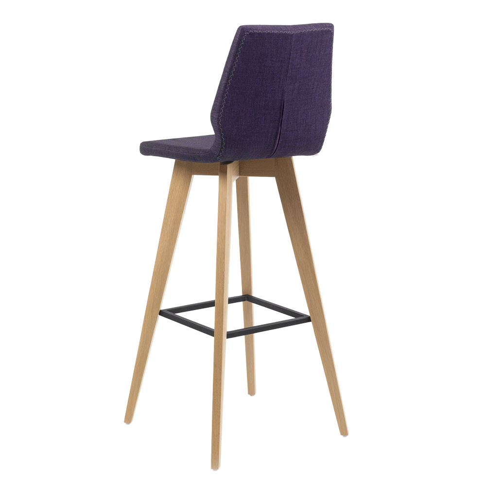 Mobitec :: Upholstered bar stool / bar stool Mood 41, height 111 cm, purple, wooden legs