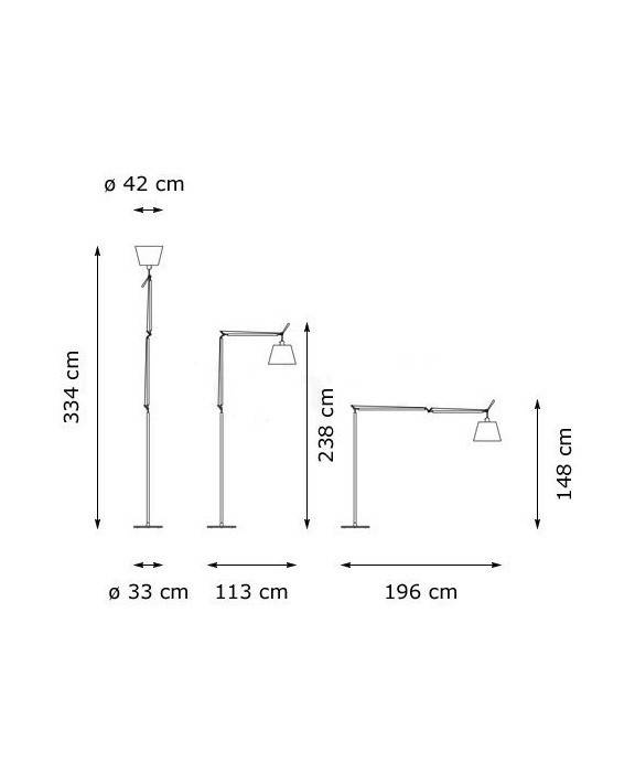 Artemide :: Lampa podłogowa Tolomeo Mega srebrna ze ściemniaczem śr. 42 cm