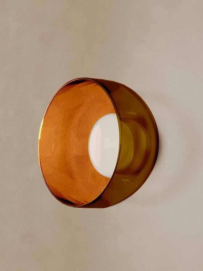 Aromas :: Ipon wall lamp / sconce, diameter 20 cm, smoked brown / gold metal