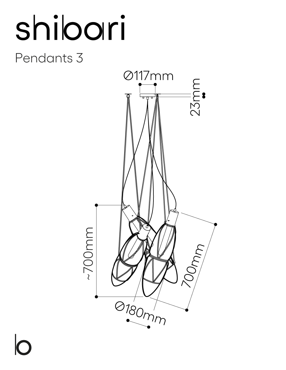 Bomma :: Shibari 3 transparente Hängelampe