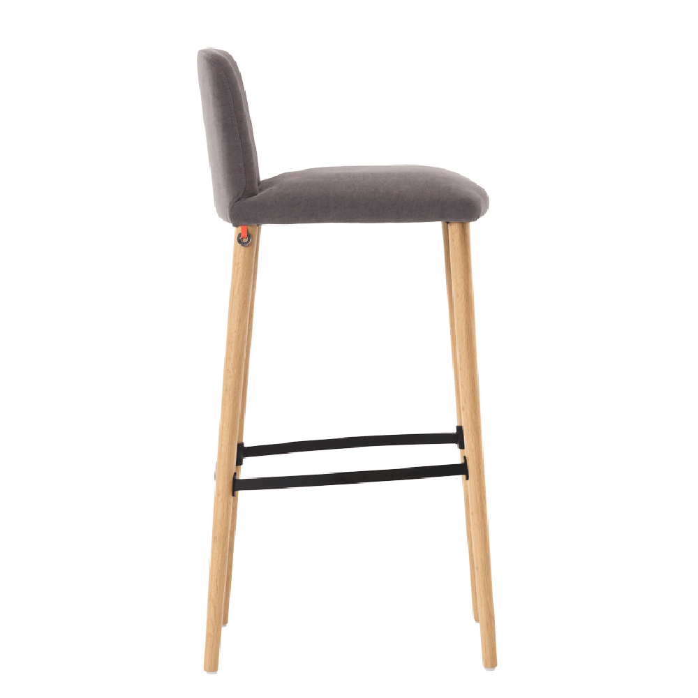 Mobitec :: Rob C06 upholstered bar stool/stool, height 102 cm, gray, wooden legs