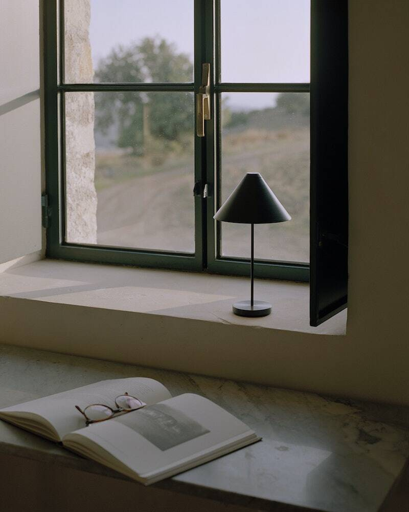 New Works:: Brolly table lamp, portable, black, height 30 cm