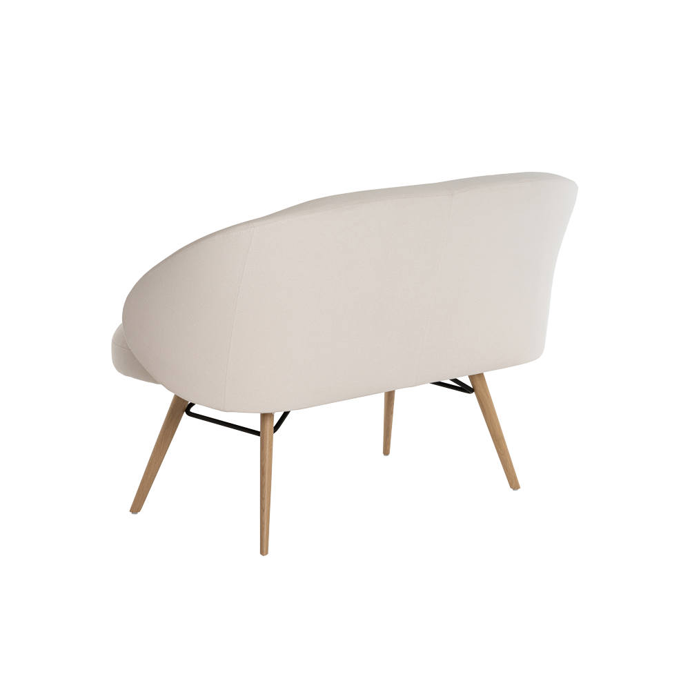 Mobitec :: 2-seater upholstered sofa/bench Neo B07, width 130 cm, beige, with wooden legs