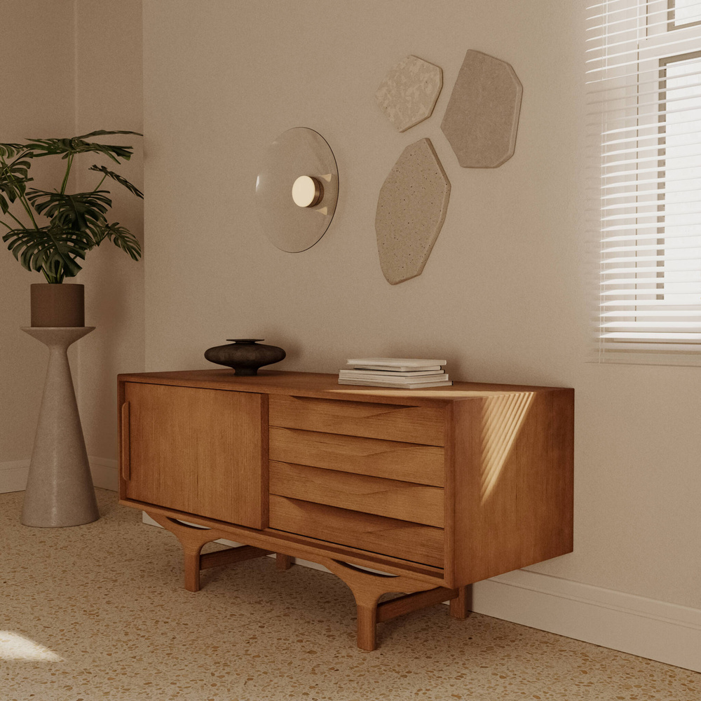 Aromas :: Betty wall lamp / sconce, diameter 40 cm, transparent glass / black metal