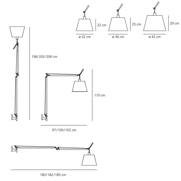 Artemide :: Wandlampe aus Aluminium Tolomeo Mega Durchmesser 36 cm schwarz