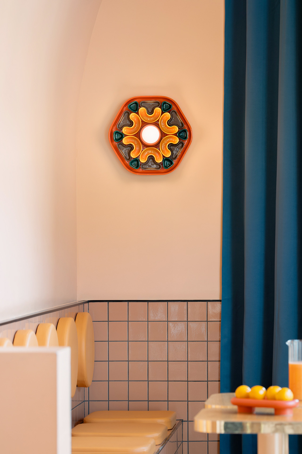 Ferroluce :: Phytia wall lamp / sconce diameter 37 cm ceramic yellow / brown / orange