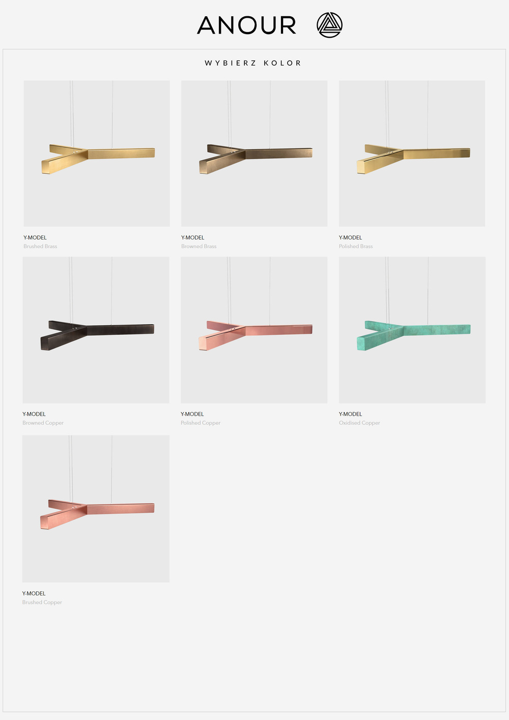 Anour :: Y-Modell Hängeleuchte, Durchmesser 80 cm, Messing poliert