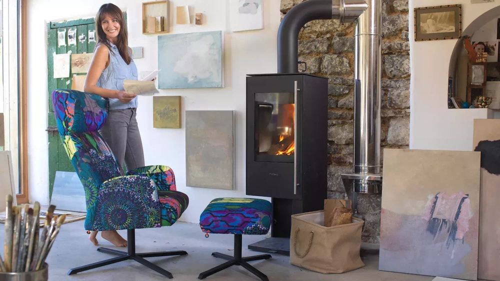 Mobitec :: Podnóżek tapicerowany Enora szary na metalowej podstawie wys. 45 cm