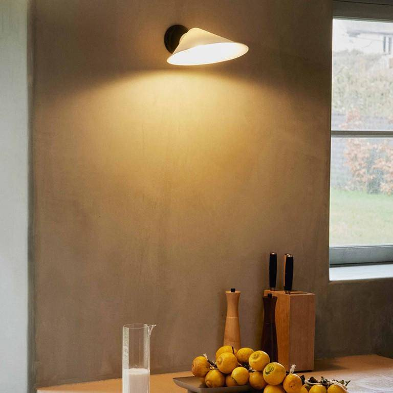 DCW:: Plume wall lamp/sconce, white porcelain shade, depth 30 cm