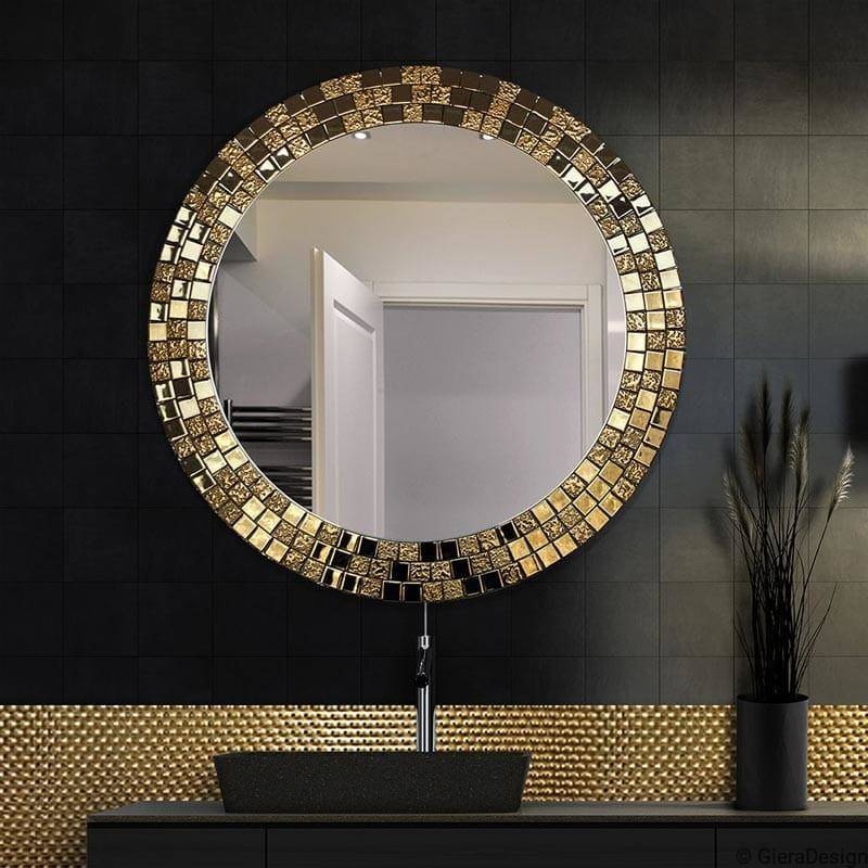 GieraDesign :: Lustro dekoracyjne Aurea okrągłe w złotej ramie śr. 70