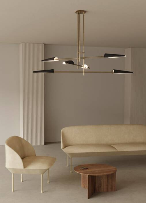 Aromas :: Bion hanging lamp 6, width 89 cm, gold and black