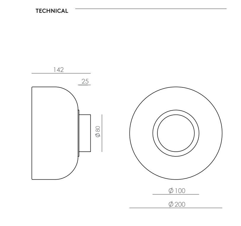Aromas :: Ipon black wall lamp, diameter 20 cm, transparent glass