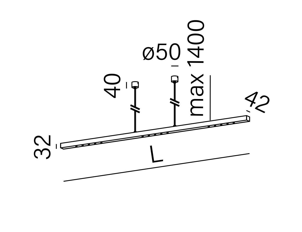 Aqform :: LENS LINE 202 LED section M930 54° zwieszany czarny struktura