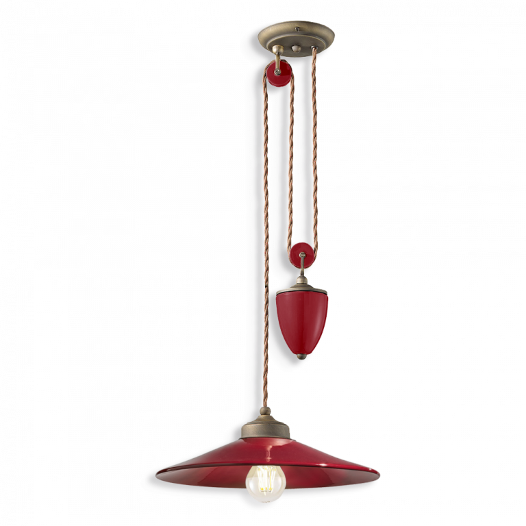 Ferroluce :: Colors burgundy hanging lamp, shade diameter 35 cm