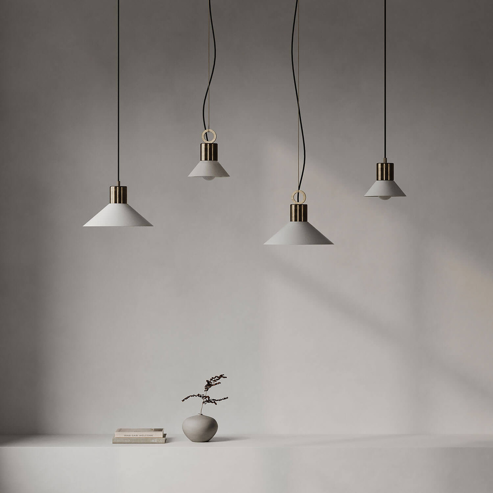 Embassy Interiors :: Lampa wisząca Oslo z pierścieniem biało-mosiężna śr. 25 cm