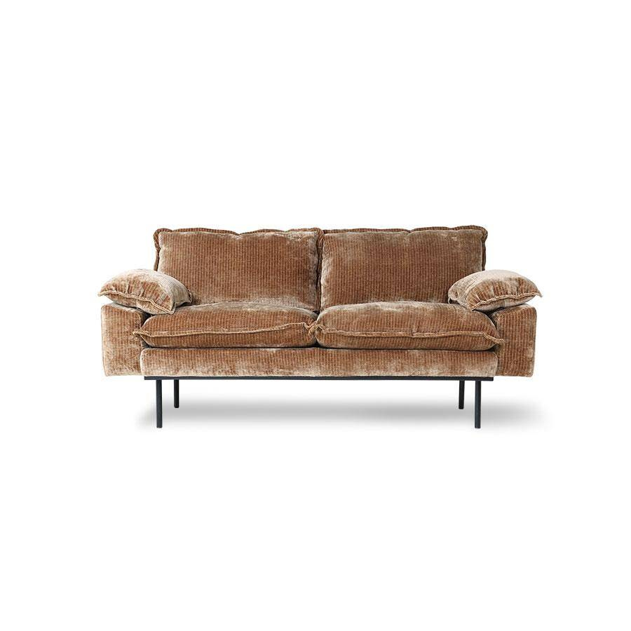 HKliving :: Sofa retro 2-osobowa aksamitny sztruks w kolorze postarzanego złota