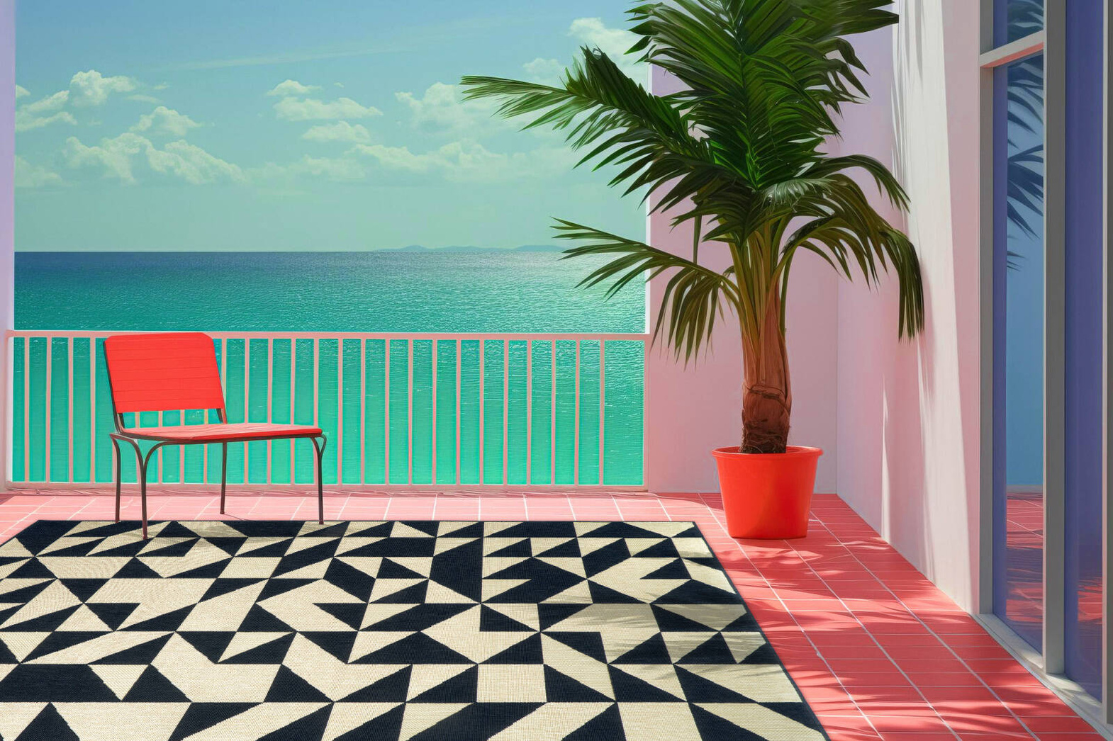 Carpet Decor :: Luz black and white outdoor carpet, easy to clean