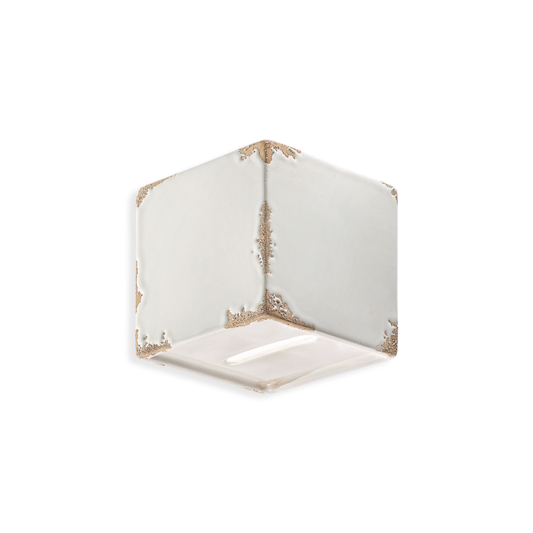 Ferroluce :: Vintage antique white wall lamp, width 10 cm