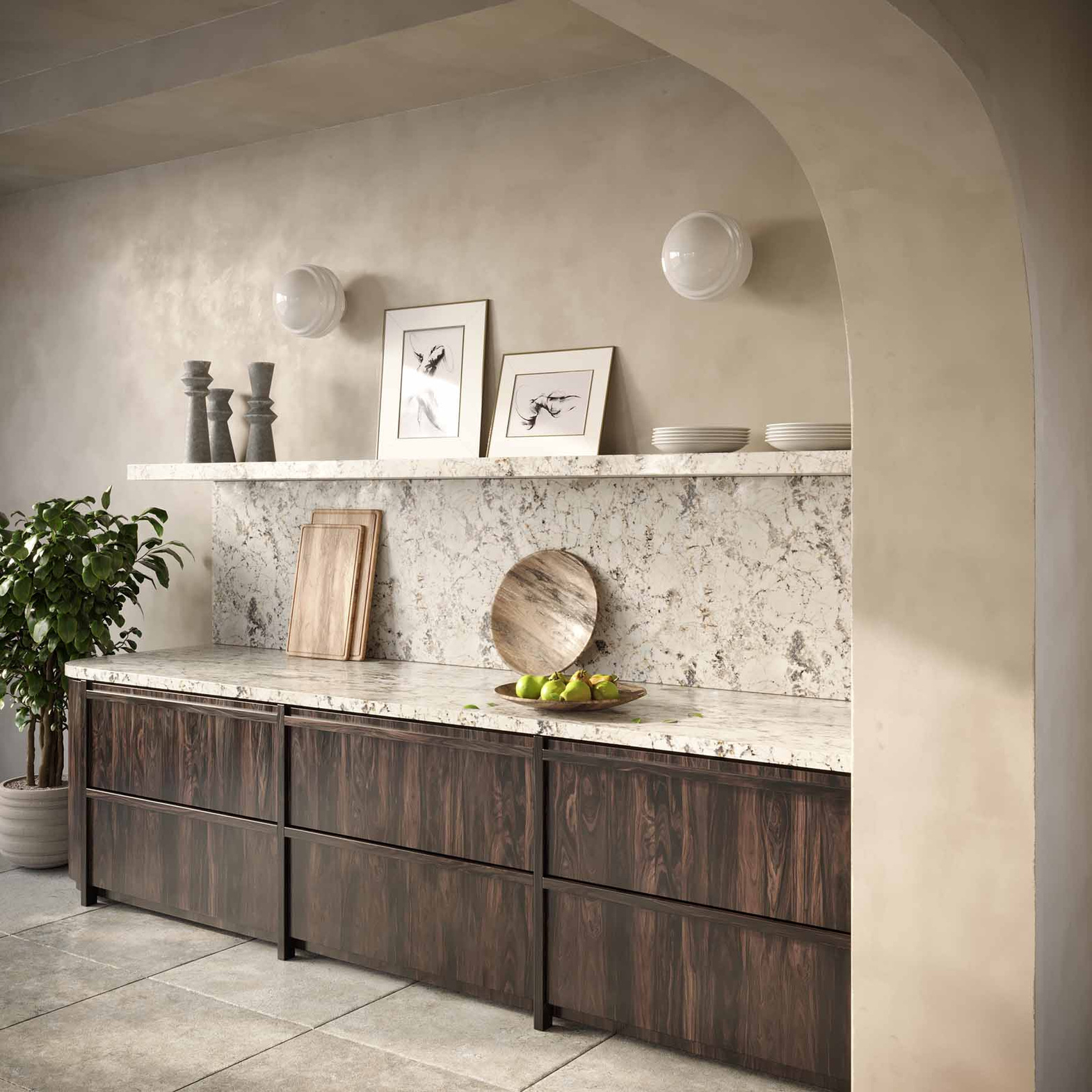 Embassy Interiors :: Saturn wall/ceiling lamp, diameter 25 cm, white brass