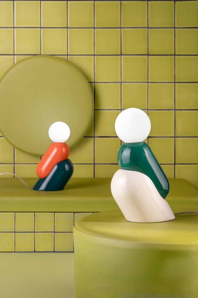 Ferroluce :: Tata Tischleuchte, Höhe 22,2 cm, orange und grün