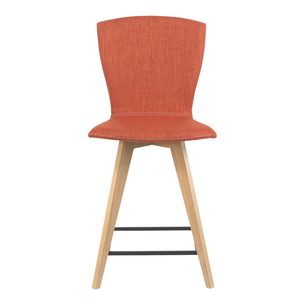Mobitec :: Upholstered bar stool / bar stool Mood 21 height 101 cm red wooden legs