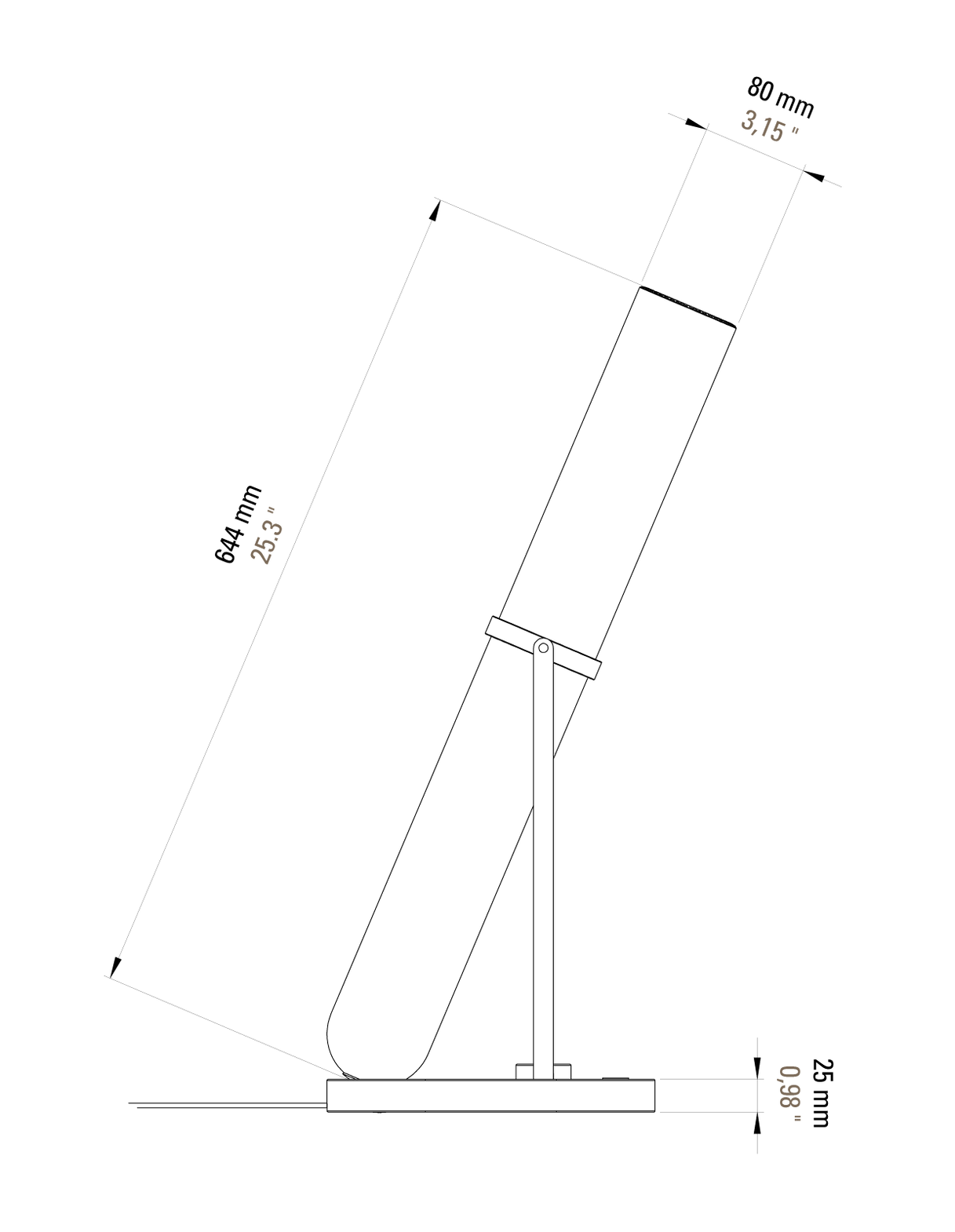 DCW:: La lampe Frechin Tischleuchte, gold, Höhe 65 cm