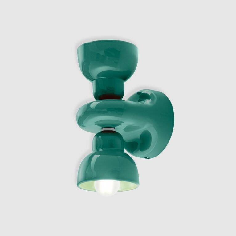 Ferroluce :: Berimbau wall lamp / sconce, height 25.5 cm, turquoise